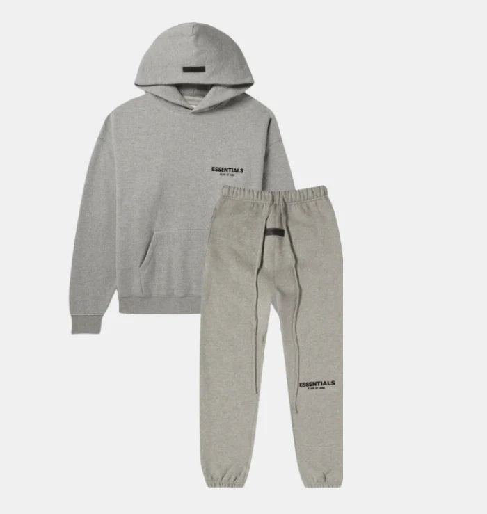 FEAR OF GOD ESSENTIALS DARK HEATHER OATMEAL TRACKSUIT (SS22)